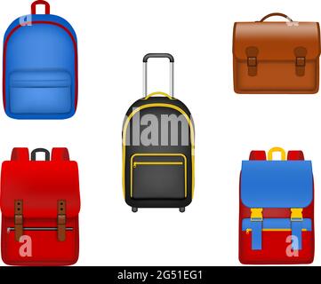 Set of isolated school backpacks Stock Vector