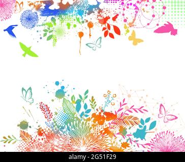 Multicolored floral abstraction background with blots. Vector illustration Stock Vector