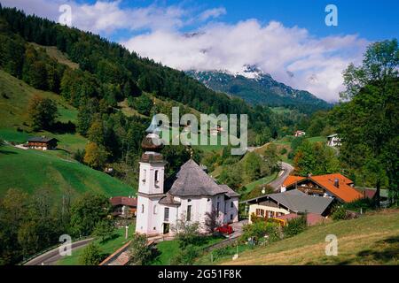 Parish Church of Saint Sebastian, Ramsau, Bavaria, Germany Stock Photo