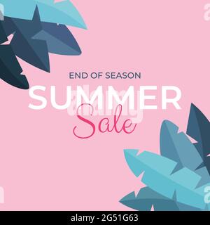 Tropical leaves summer sale background Vector illustration EPS Stock Vector