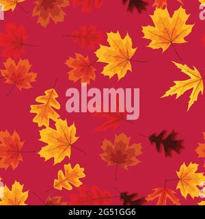 Autumn seamless pattern background with falling leaves. Vector Illustration EPS10 Stock Vector