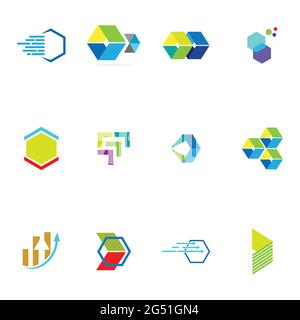 set of Modern logo concept design for fintech and digital finance technologies Stock Vector