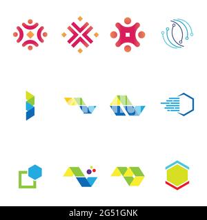 set of Modern logo concept design for fintech and digital finance technologies Stock Vector