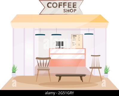 Modern coffee shop with furniture Stock Vector