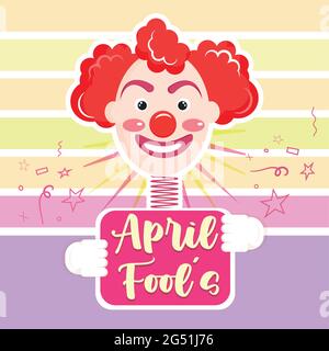 April fools poster joke box clown Stock Vector