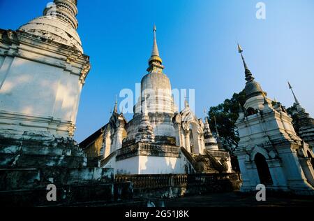 Stupas at Wat Suan Dok temple, Chiang Mai, Thailand Stock Photo