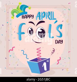 April fools poster Joke box Stock Vector