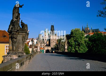 Statue on Charles Bridge, Prague, Czech Republic Stock Photo