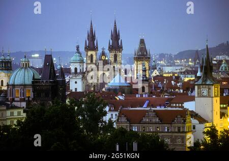 Church of Our Lady before Tyn and Old Town of Prague, Czech Republic Stock Photo