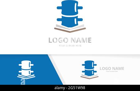 Vector spine and book logo combination. Unique spinal diagnostic center logotype design template. Stock Vector