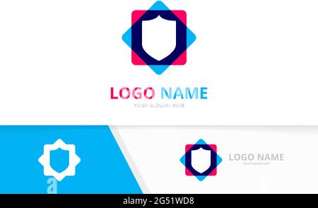 Vector shield tech logo. Cyber security logotype design template. Stock Vector