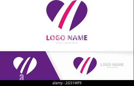 Vector heart logotype combination. Love symbol for business card template. Stock Vector