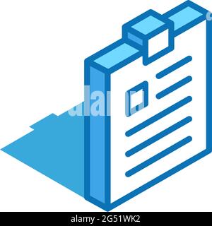 Notepad isometric icon. Tablet, exercise book, notebook 3D line symbol. Stock Vector