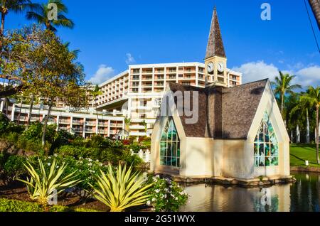 Wailea Seaside Chapel at Grand Wailea Waldorf Astoria Resort. Stock Photo