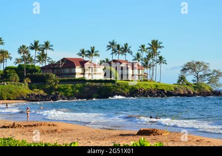 View of Wailea Point residential community on the beach. Maui, Hawaii Island, USA. June 9, 2021. Stock Photo