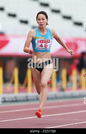 Osaka, Japan. 24th June, 2021. Chisato Fukushima Athletics : The 105th Japan Track & Field National Championships Women's 100m Heat at Yanmar Stadium Nagai in Osaka, Japan . Credit: Naoki Morita/AFLO SPORT/Alamy Live News Stock Photo