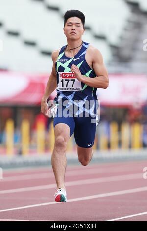 Osaka, Japan. 24th June, 2021. Yuki Koike Athletics : The 105th Japan Track & Field National Championships Men's 100m Heat at Yanmar Stadium Nagai in Osaka, Japan . Credit: Naoki Morita/AFLO SPORT/Alamy Live News Stock Photo