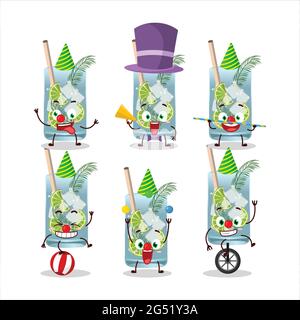 Cartoon character of gin tonic with various circus shows. Vector illustration Stock Vector