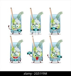Photographer profession emoticon with gin tonic cartoon character. Vector illustration Stock Vector