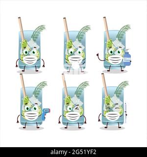 A picture of gin tonic cartoon design style keep staying healthy during a pandemic. Vector illustration Stock Vector