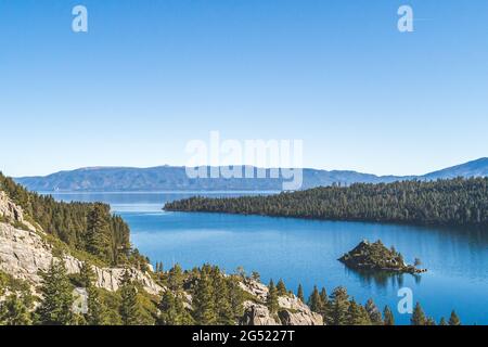 Epic view overlooking Emerald Bay, Lake Tahoe, California Stock Photo