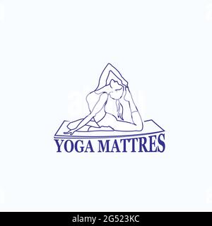 yoga mattress with woman yoga exclusive logo design inspiration Stock Vector