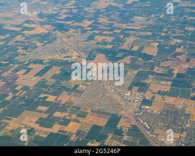 Aerial view of the Ripon, Salida area at California Stock Photo