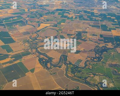 Aerial view of the Durham Ferry State Recreation Area at Manteca ...