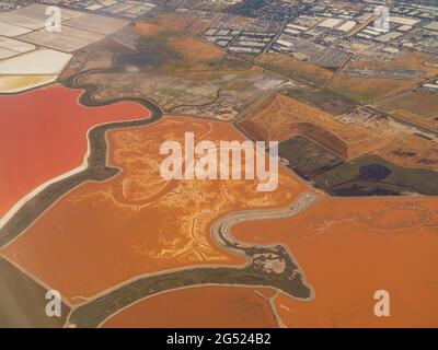 Aerial view of the Don Edwards San Francisco Bay National Wildlife Refuge at San Francisco, California Stock Photo