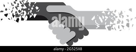 Vector logo handshake, no apartheid. Flat design in broken sketch style Stock Vector