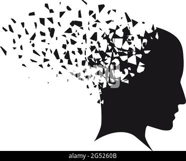 Concept of stress and problems on the mind. Vector broken sketch style Stock Vector