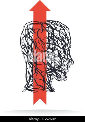 Arrow coming out of a human head. Start up and innovation concept. Stock Vector
