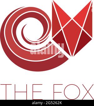Vector logo of a red fox, in simple geometric shape. Concept of cunning Stock Vector