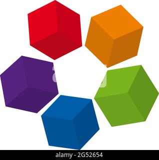 Vector logo of cubes and boxes, concept of shipping Stock Vector