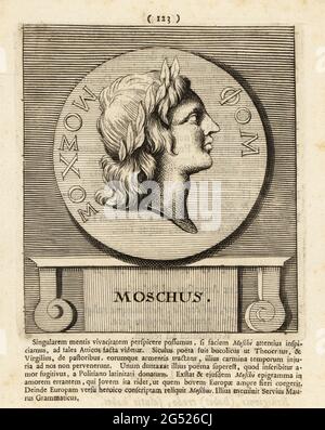 Moschus in laurel wreath, ancient Greek bucolic poet and student of the ...