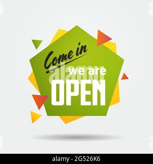 buy now we are open again sticker coronavirus quarantine is over  advertising campaign concept poster label flyer vector illustration Stock  Vector Image & Art - Alamy