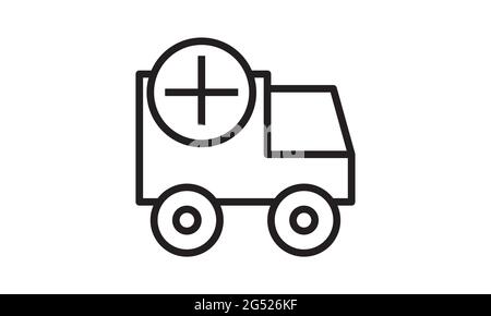 Ambulance truck emergency car icon design. line art medical vehicle illustration Stock Vector