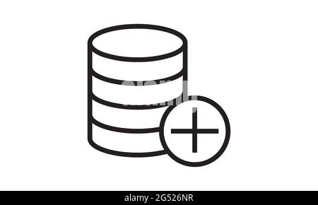 Database add glyphs icon . Elements for mobile concept and web apps. Thin line icons for website design and development, app development. Stock Vector