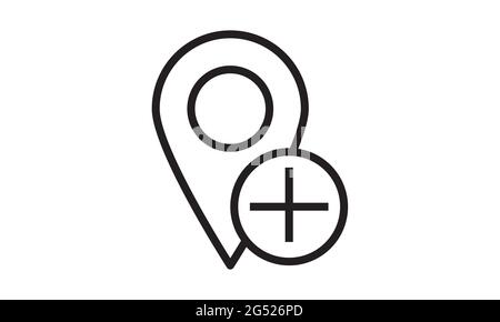 Add location pin flat icon. Gps pin color icons in trendy flat style. Map pointer and plus gradient style design, designed for web and app. Eps 10 Stock Vector