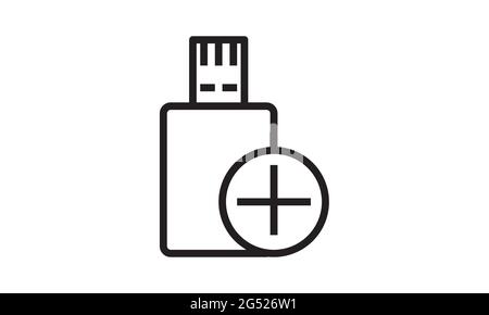Add pendrive icon flat style vector illustration. Stock Vector
