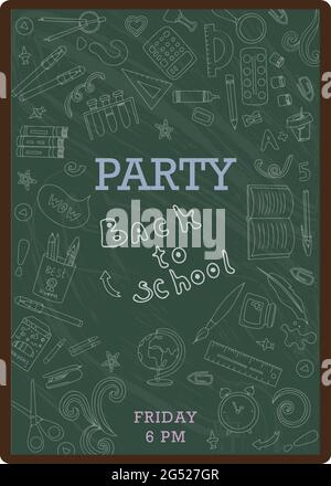 Back to school. Big vector doodle set. Stationery for school, university and office. Hand-drawn school supplies. A set of colored flat icons. Cartoon Stock Vector