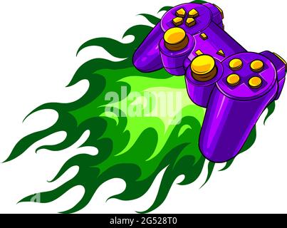 controller console with flames vector illustration design Stock Vector