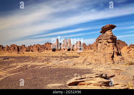 Sandstone cliffs in Sahara Desert, Tassili N'Ajjer, Algeria Stock Photo
