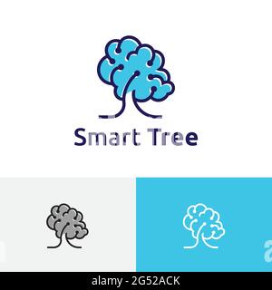 Smart Tree Artificial Intelligence Brain Technology Nature Science Computer Logo Stock Vector