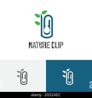 Leaf Water Nature Paper Clip Office Modern Logo Stock Vector