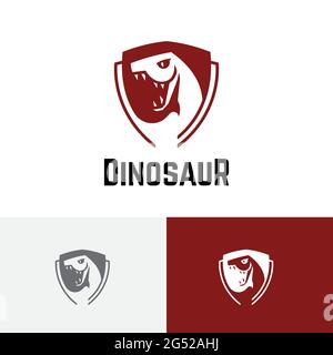 Tyrannosaurus Dinosaur Snake Serpent Shield Game Esport Logo Stock Vector