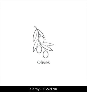 Olives thin flat design on the white Stock Vector