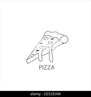 Pizza thin flat design on the white Stock Vector