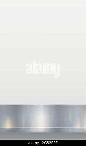 Metal kitchen countertop, iron texture, large table on a white background - Vector illustration Stock Vector