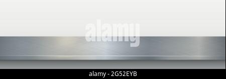 Metal kitchen countertop, iron texture, large table on a white background - Vector illustration Stock Vector